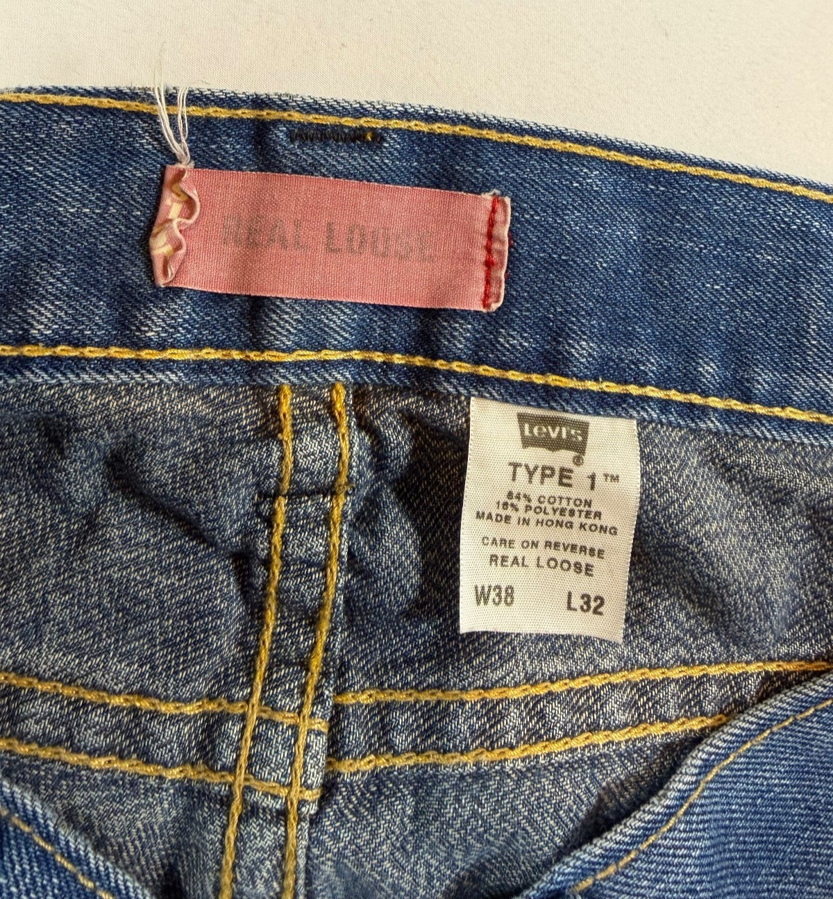 Type 1 One Real Loose Levis Mens 40×31 Blue Jeans RARE Y2K Wide Baggy Vintage