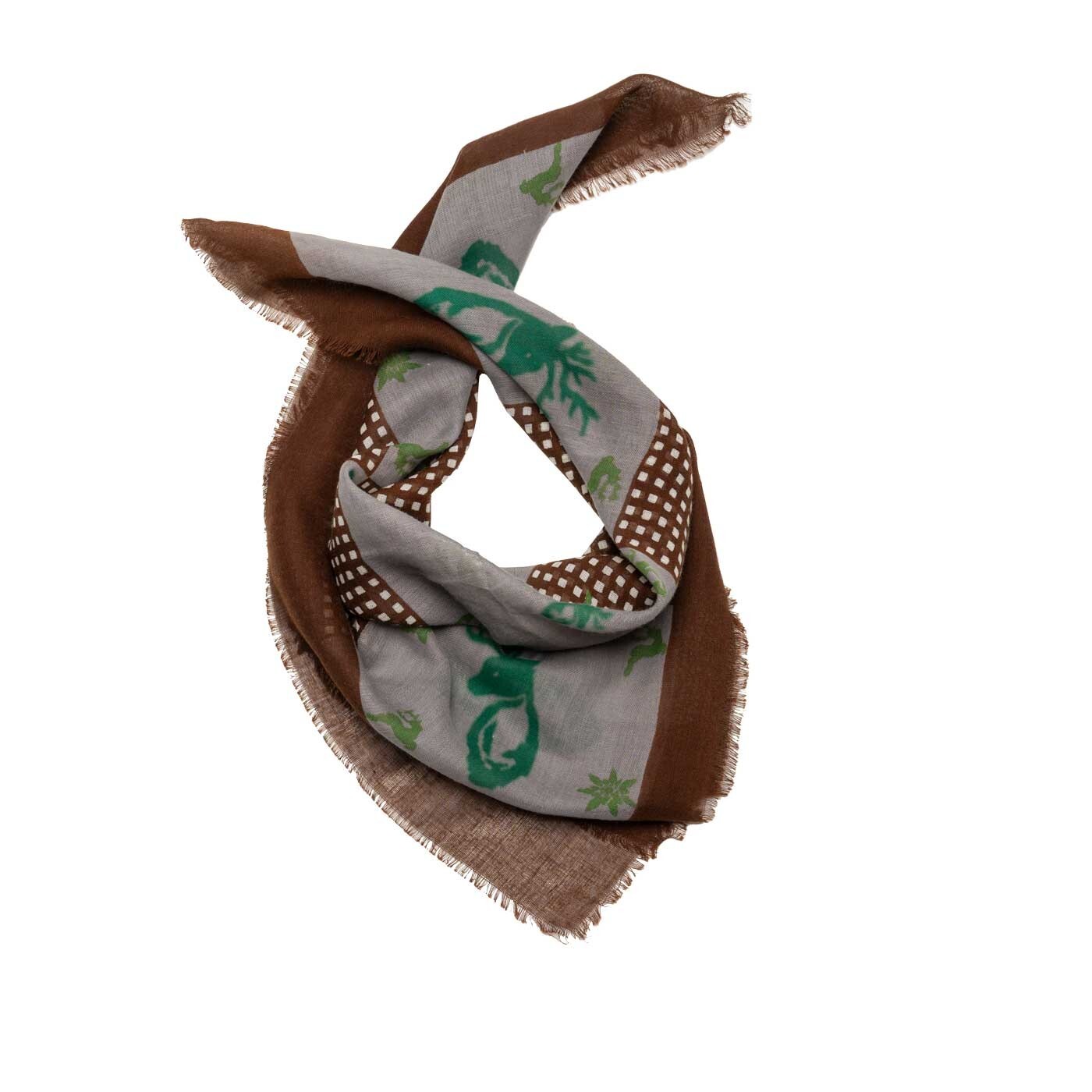 Traditional scarf grey brown 100% cotton cotton scarf nicki scarf deer stags