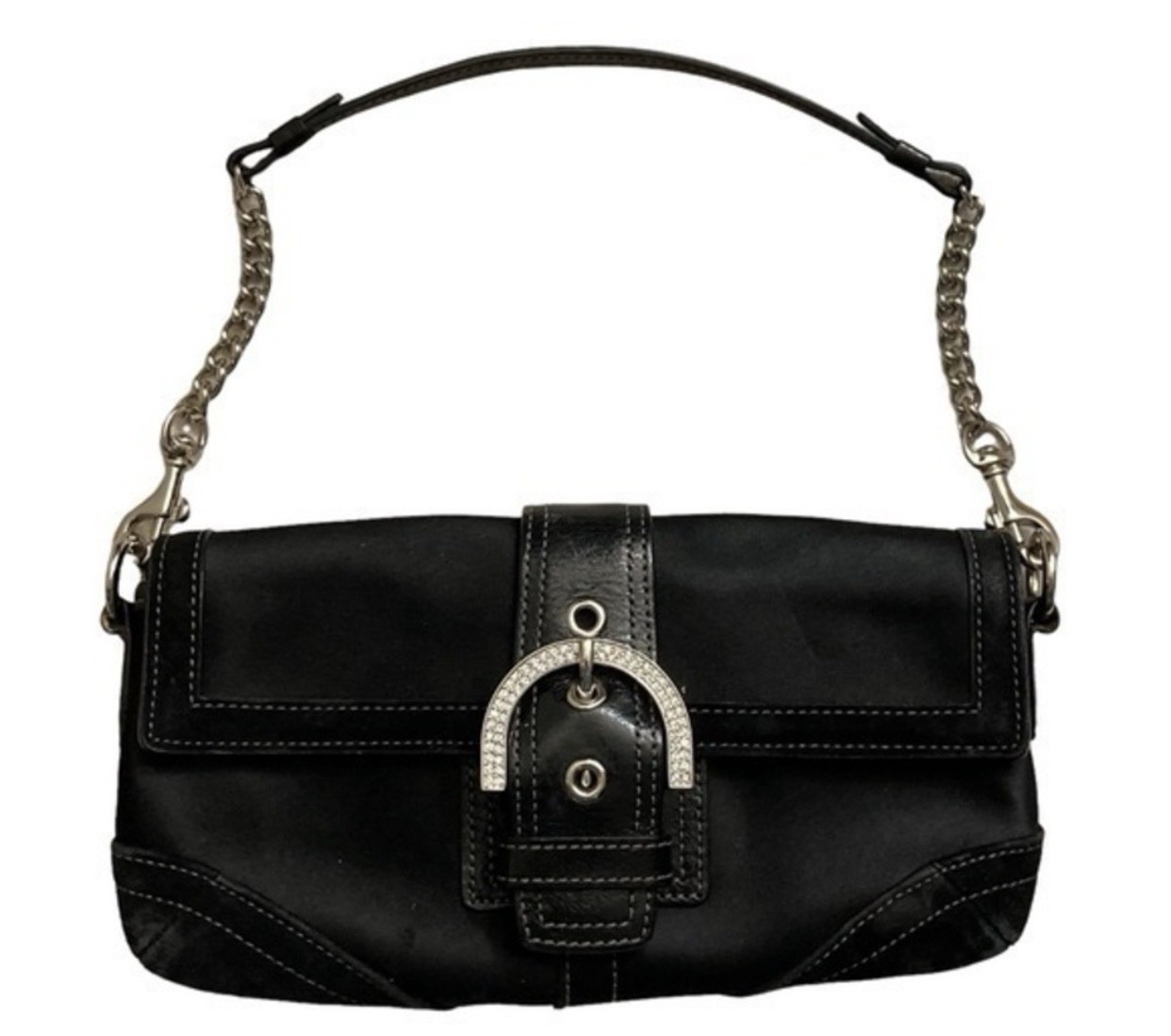 RARE Coach Mini Soho Satin & Suede Ltd Ed Top Handle Bag Clutch Swarovski # 8949