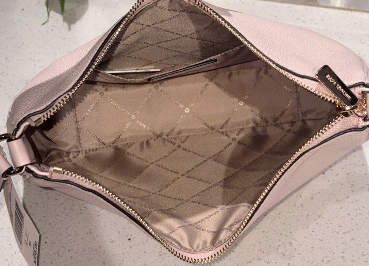 MICHAEL KORS NAYLA MEDIUM ZIP MESSENGER CROSSBODY BAG TOTE MK PINK LEATHER GOLD