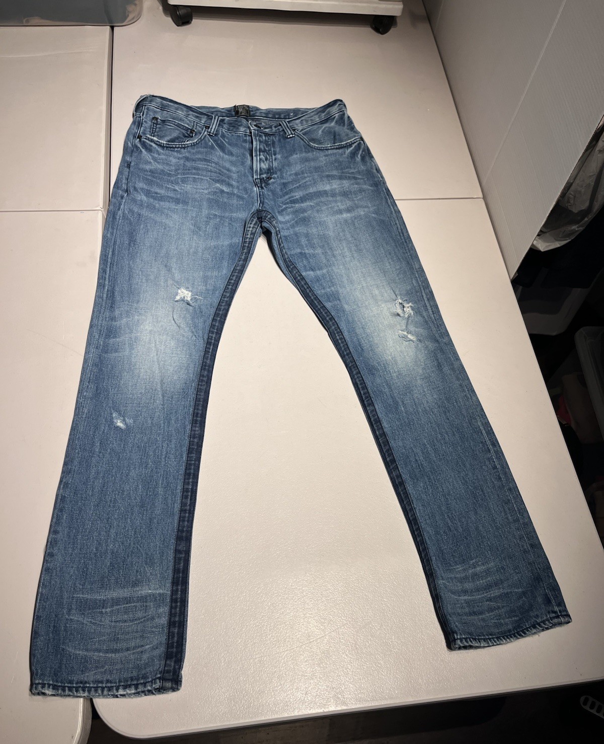 PRPS Jeans Mens 36 Blue Demon Denim Button Fly Straight Distressed VTG Y2K 34×33