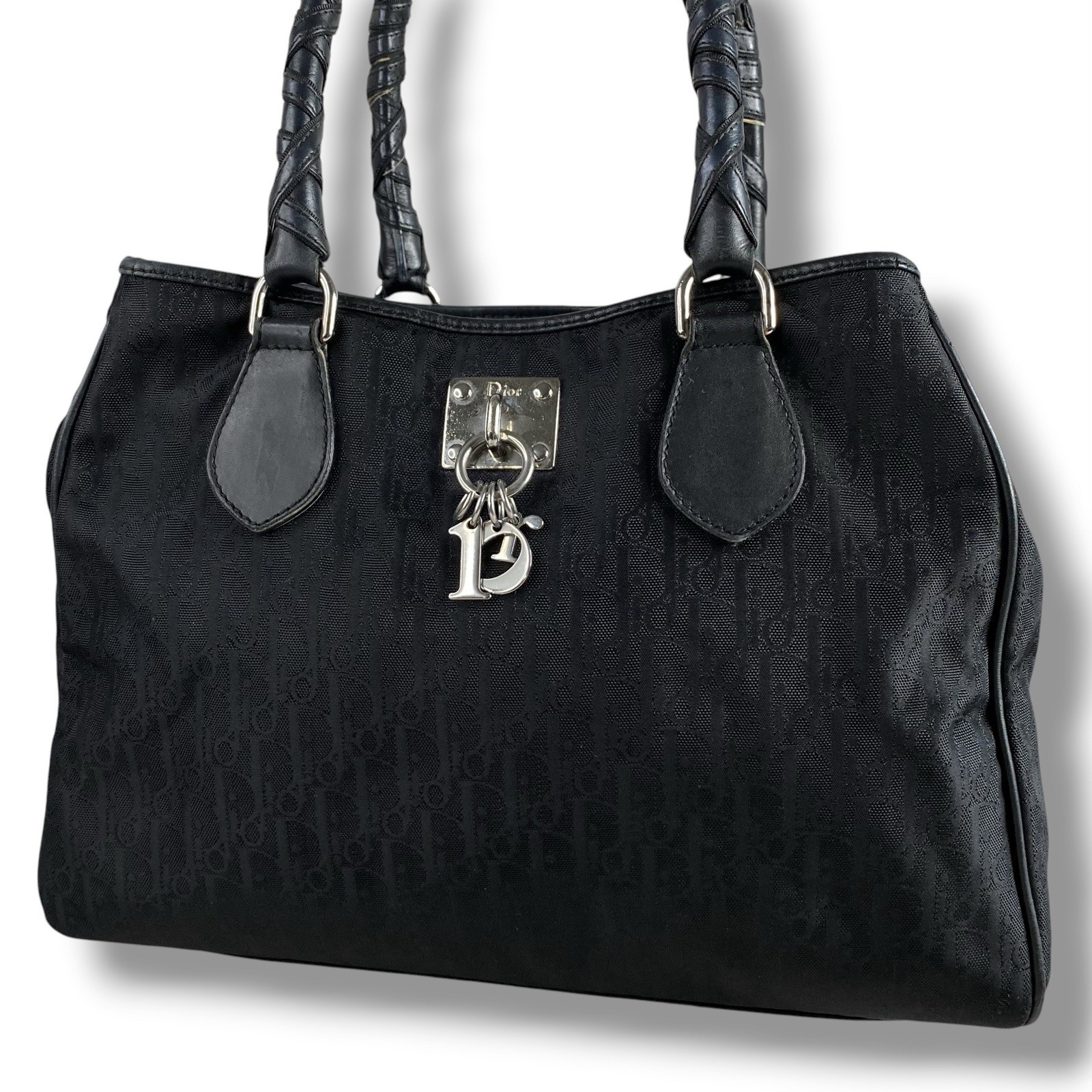 Christian Dior Lovely Trotter Tote Handbag Canvas Nylon Logo hardware Vintage