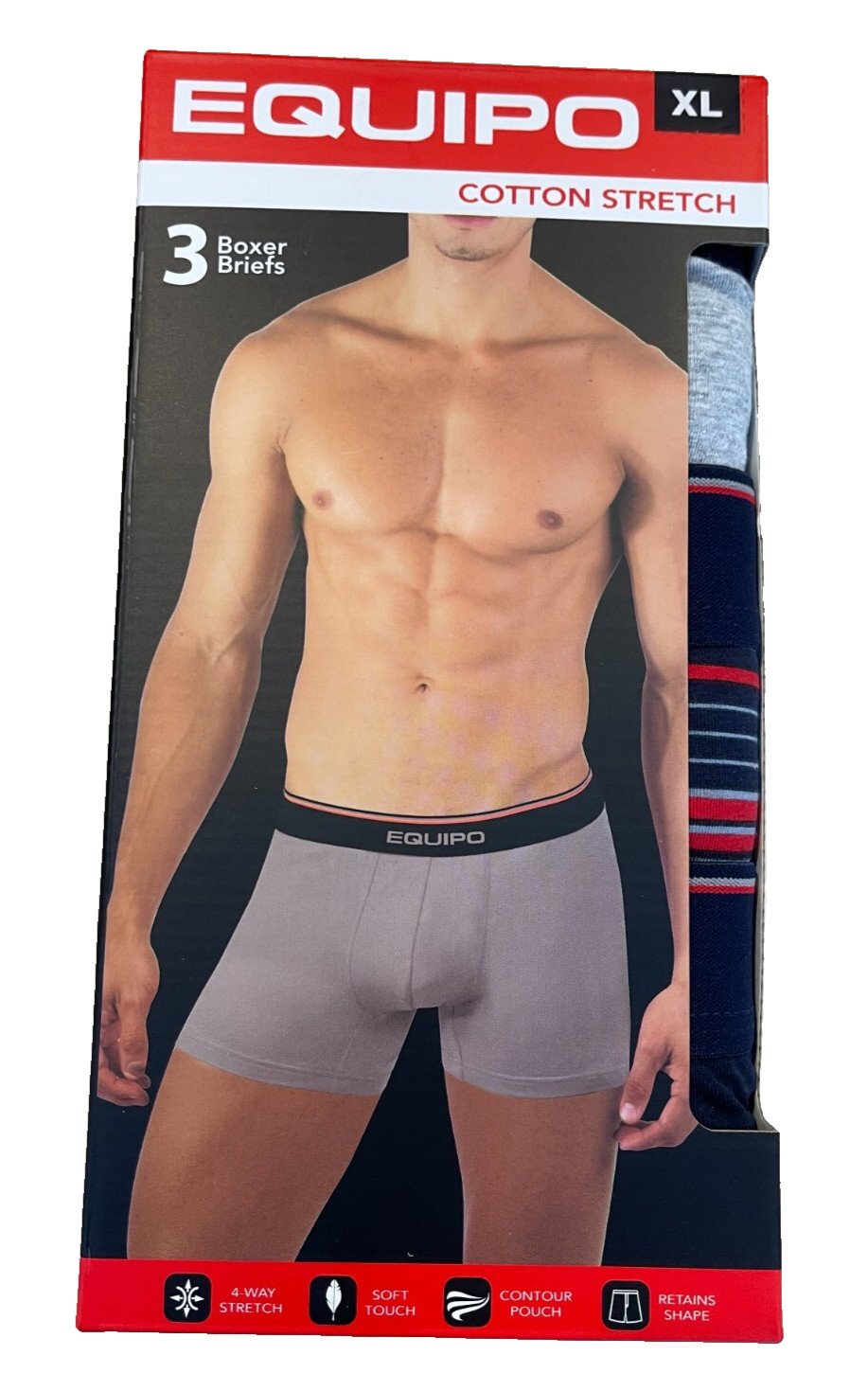 Equipo Men’s 3-Pack Boxer Briefs Blue Assorted, Heather Grey Navy XL