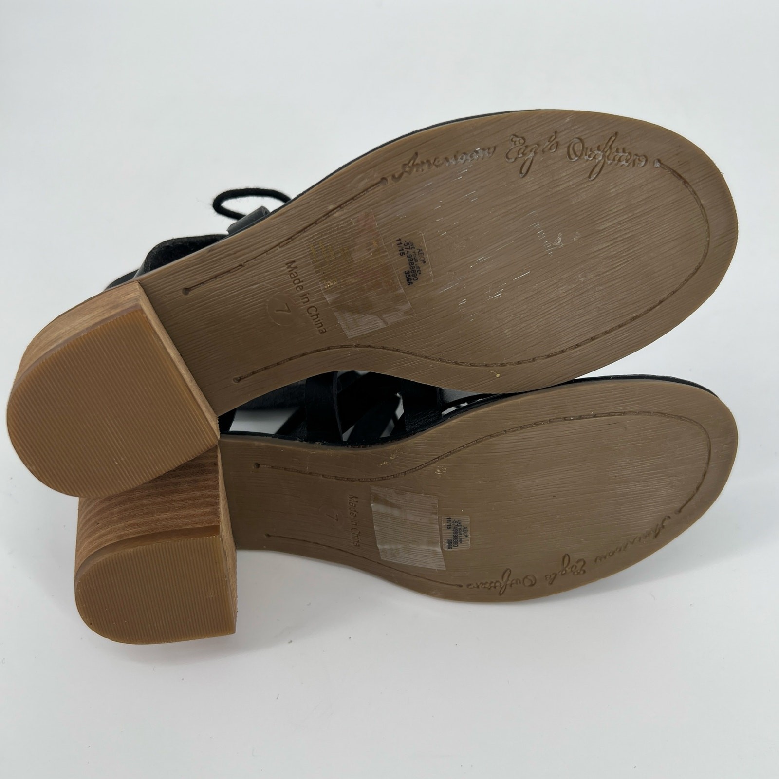American Eagle Outfitters Sandals Womens 7 Black Vegan Leather Lace Up Gladiator