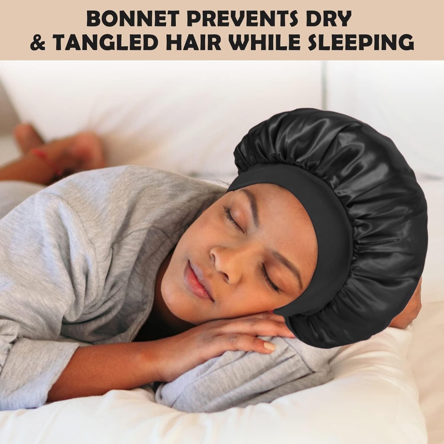 Satin Silk Bonnet for Sleeping, Double Layer Silk Sleep Cap for Men & Women Soft