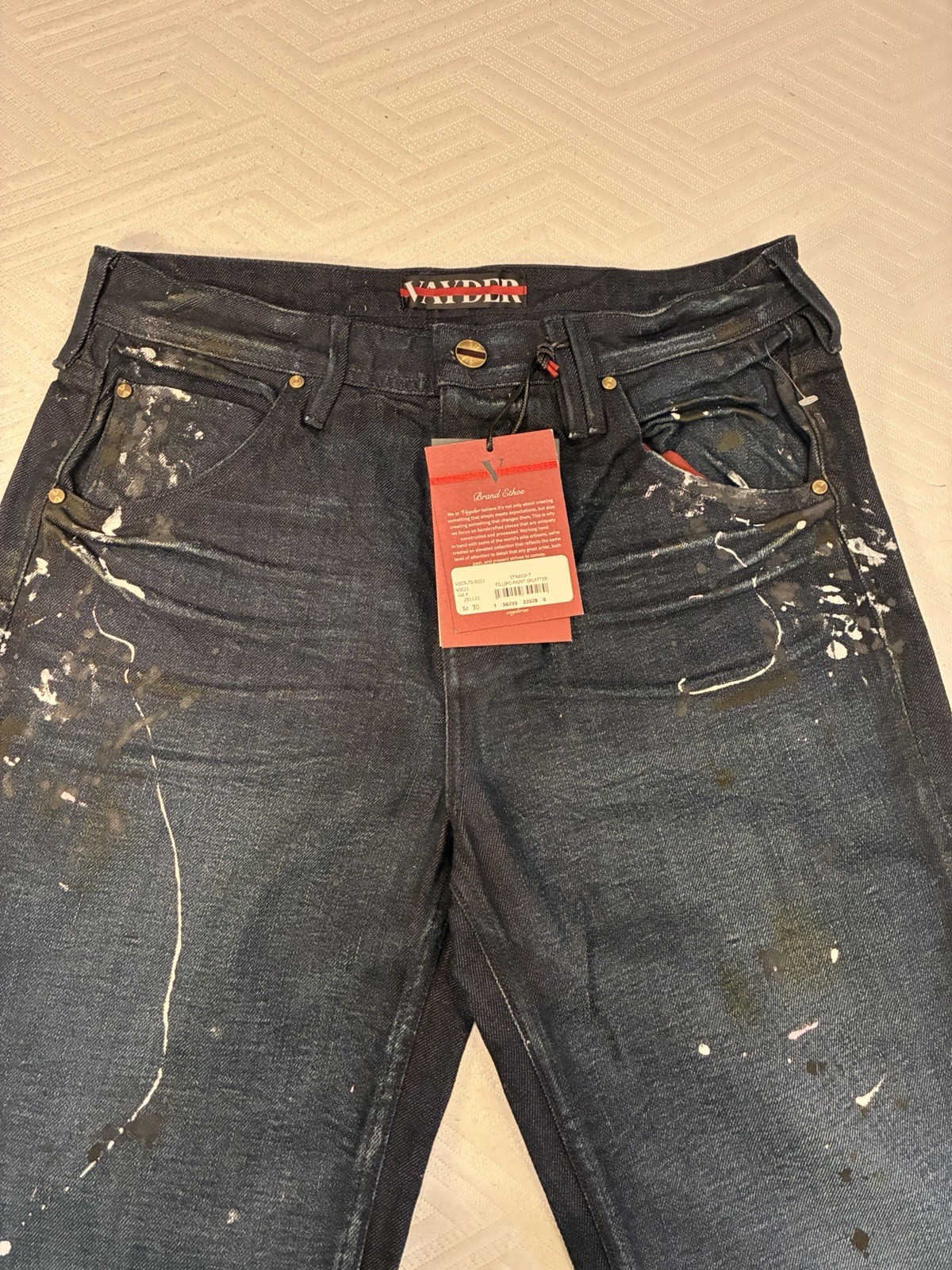 Vayder STRAIGHTFILLIPO PAINT SPLATTER Made in USA $495 Men’s Size 30