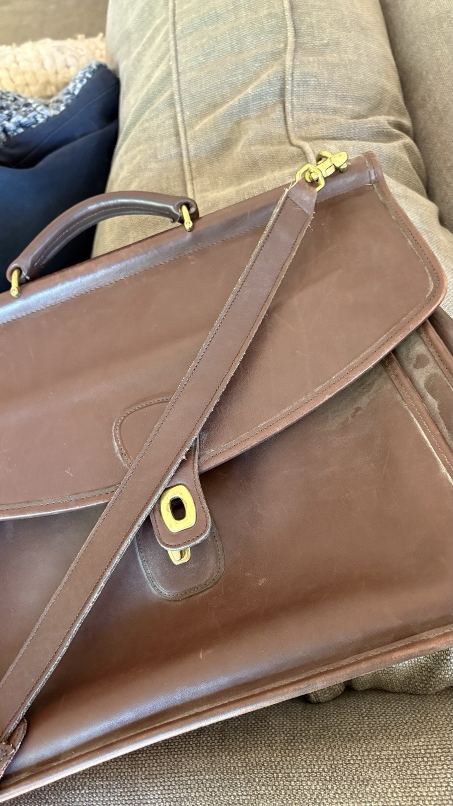 Vintage Dark Brown Full Grain Leather Coach Beekman Briefcase Style No 5266