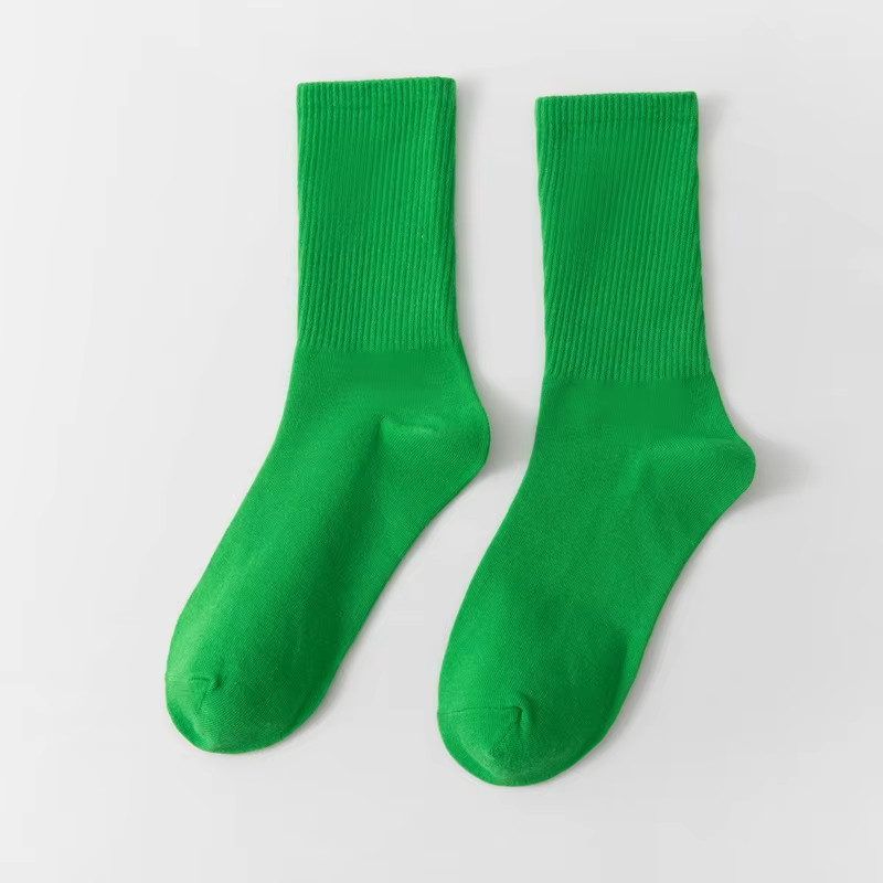 Unisex Casual Cotton Socks round Neck Mid Tube Fashionable Solid Color Breathabl