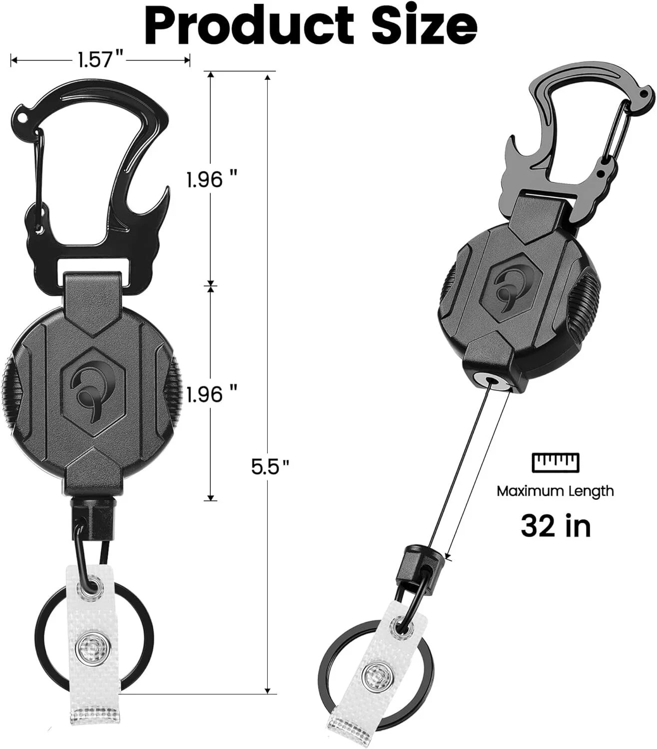 Heavy Duty 2 Pack Badge Holder Retractable Keychain w/ 32” Steel Cord