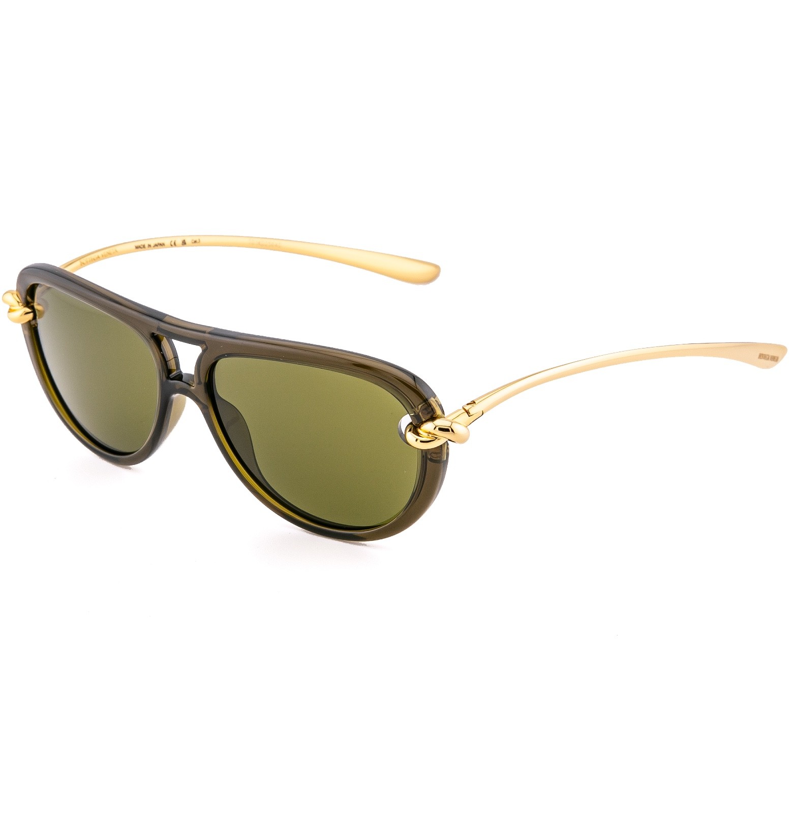 BOTTEGA VENETA 1418 KNOT Pilot BV1418S Gold Green Unisex Metal Sunglass 003
