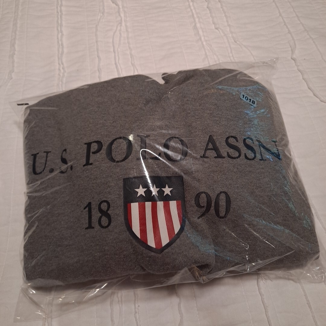 US Polo Assn Sweater Mens Large L Pullover Gray Retro American Flag Logo USA