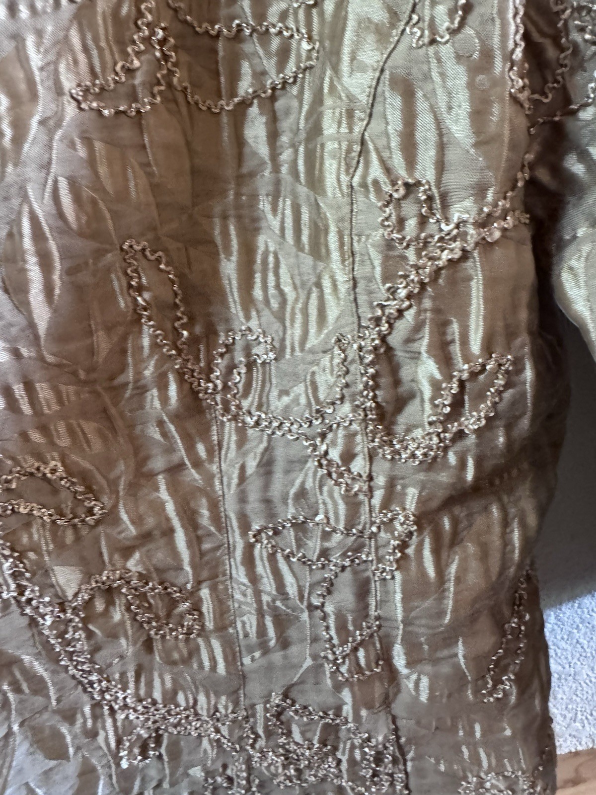 Chico’s Champagne Colored Textured Woman’s Open From Evening Jacket S 1/Medium
