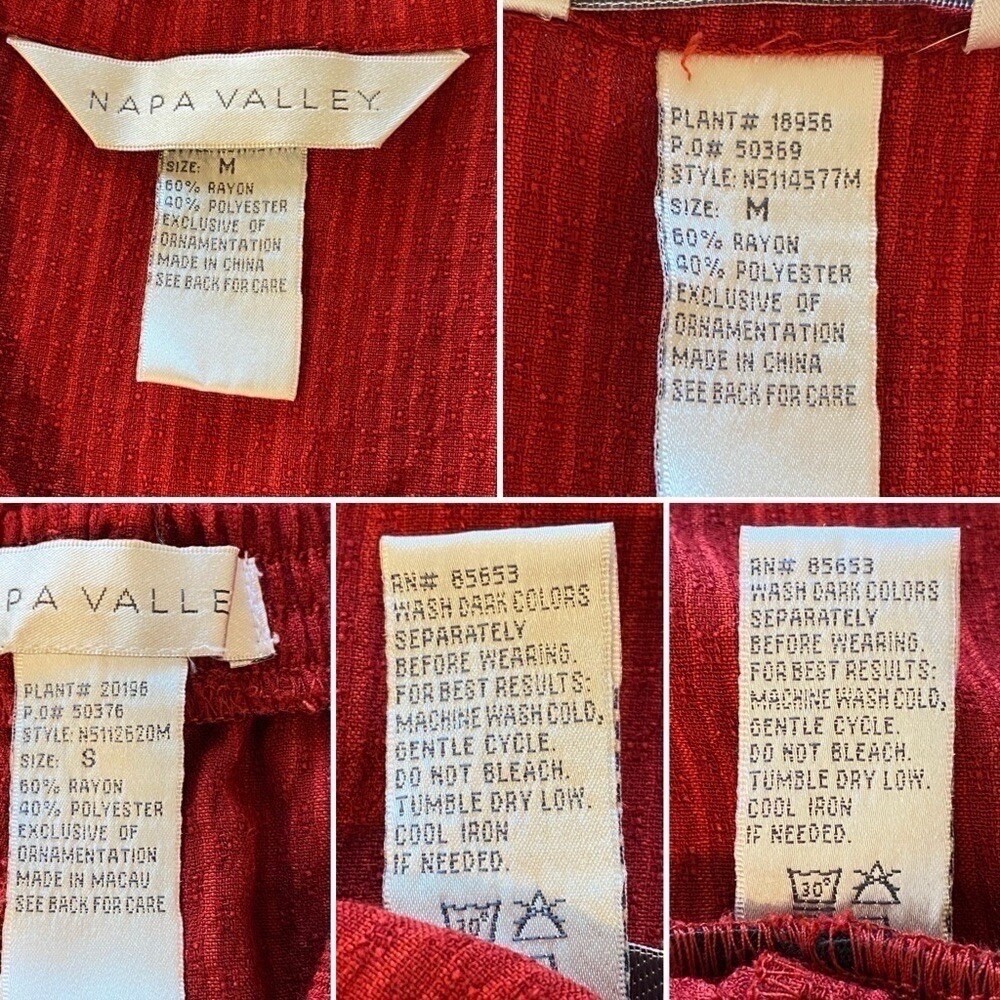 Napa Valley Vintage Top & Cropped Pants Embroidered Embellished Red & Black Med