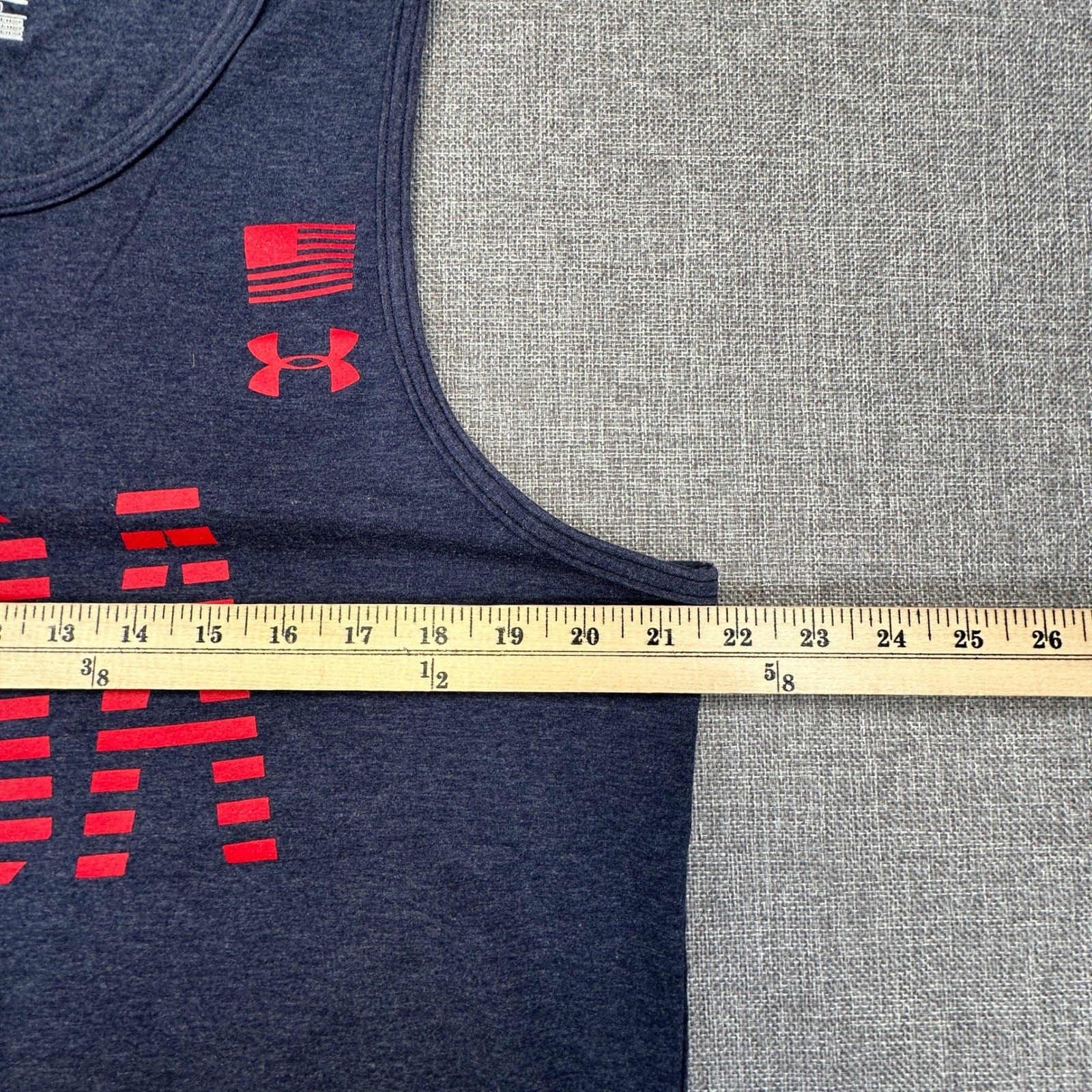 Under Armour Tank Top Mens Large Navy Blue USA Flag HeatGear Muscle Gym Workout