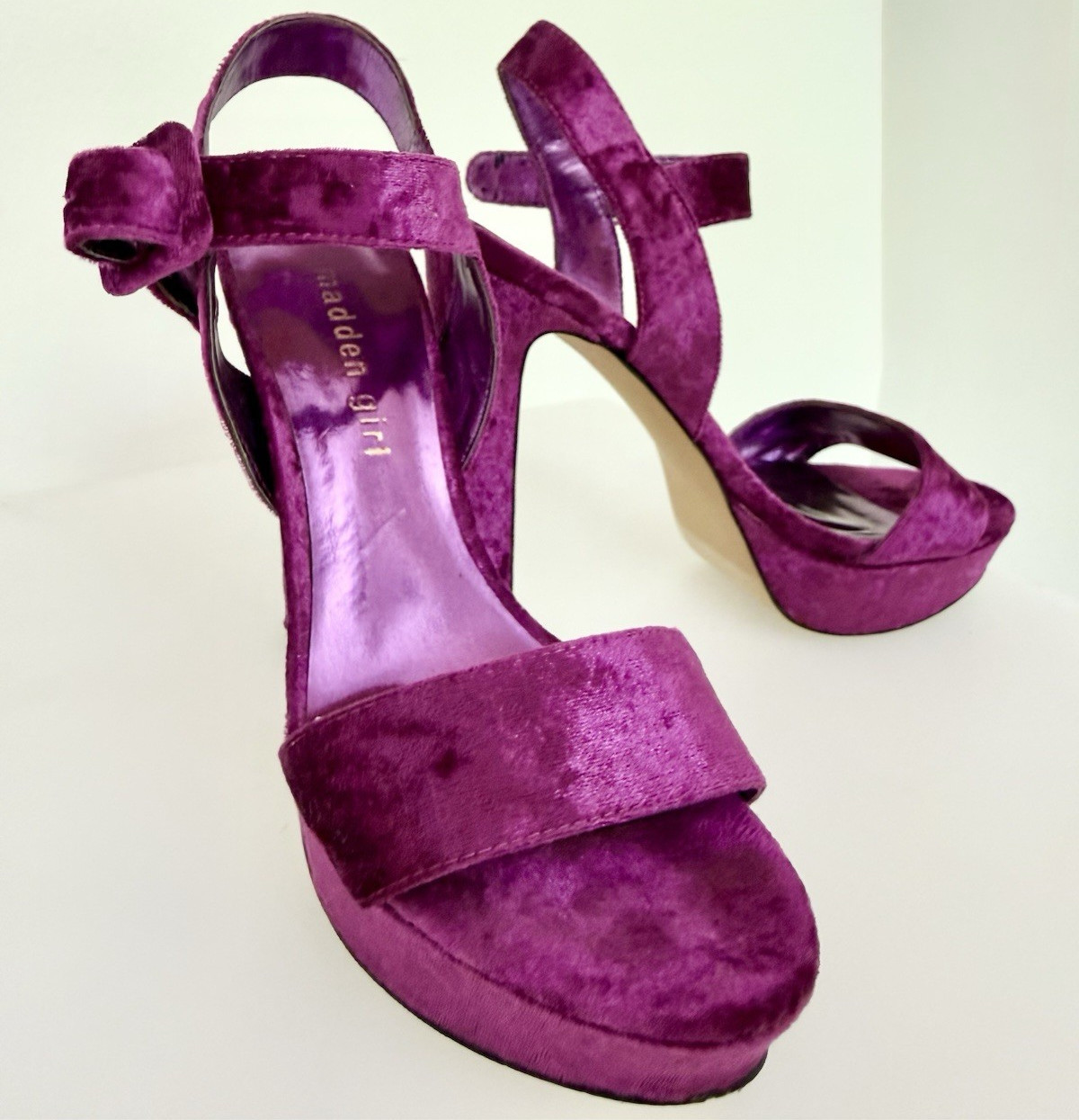 Madden Girl Purple Suede Platform Ankle Strap Stiletto Heels 6.5