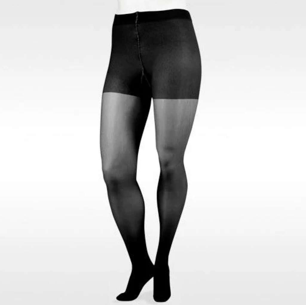 Juzo Naturally Sheer 30-40mmHg Pantyhose (Size: III Short) Black, Ultra-Sheer Fa