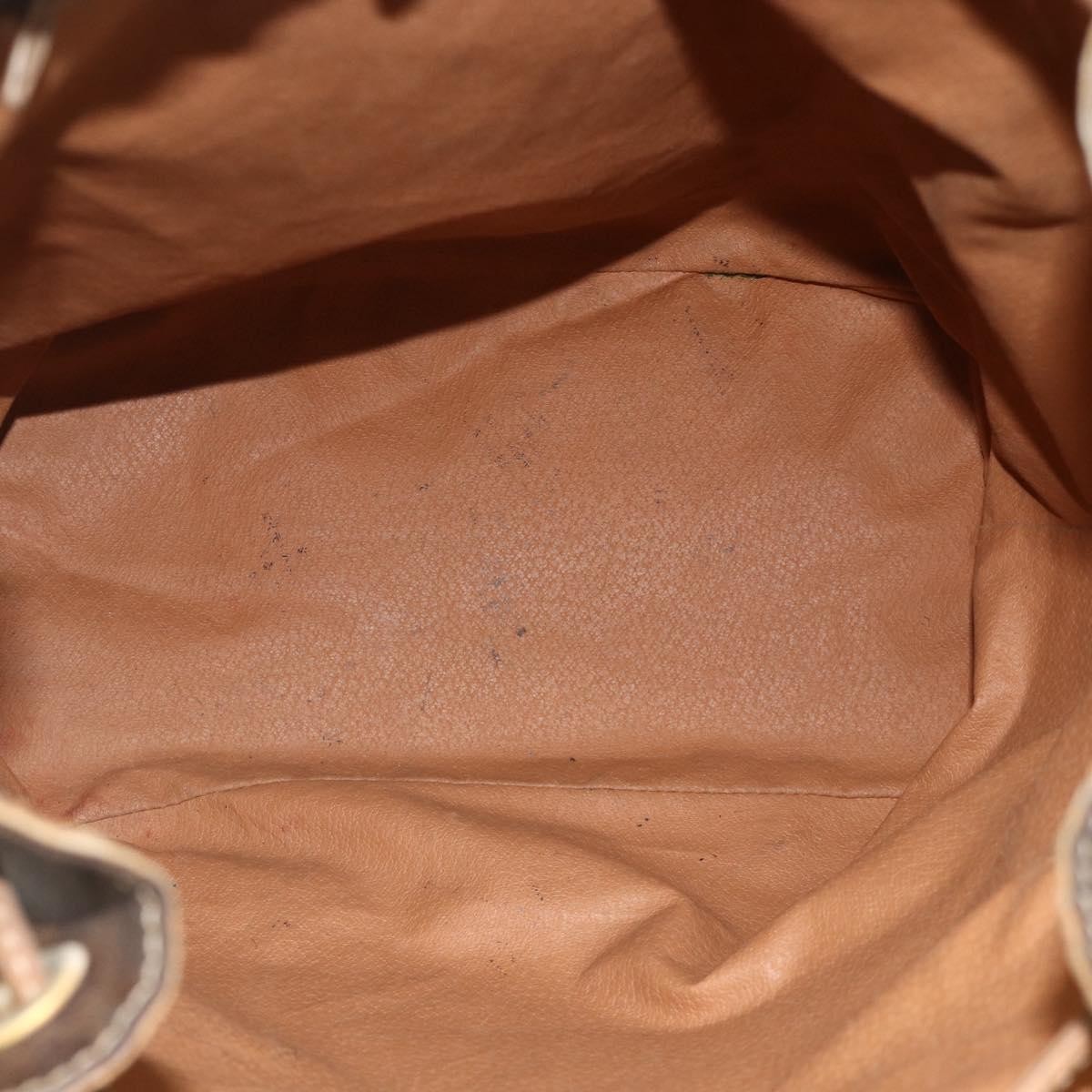 CELINE Macadam Canvas Backpack PVC Leather Brown Gold Auth fm5320