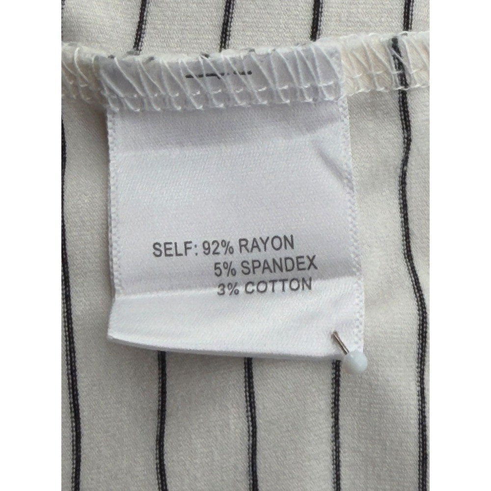 Modern Works Striped Puff Shoulder Rayon Blend Long Sleeve Top Large