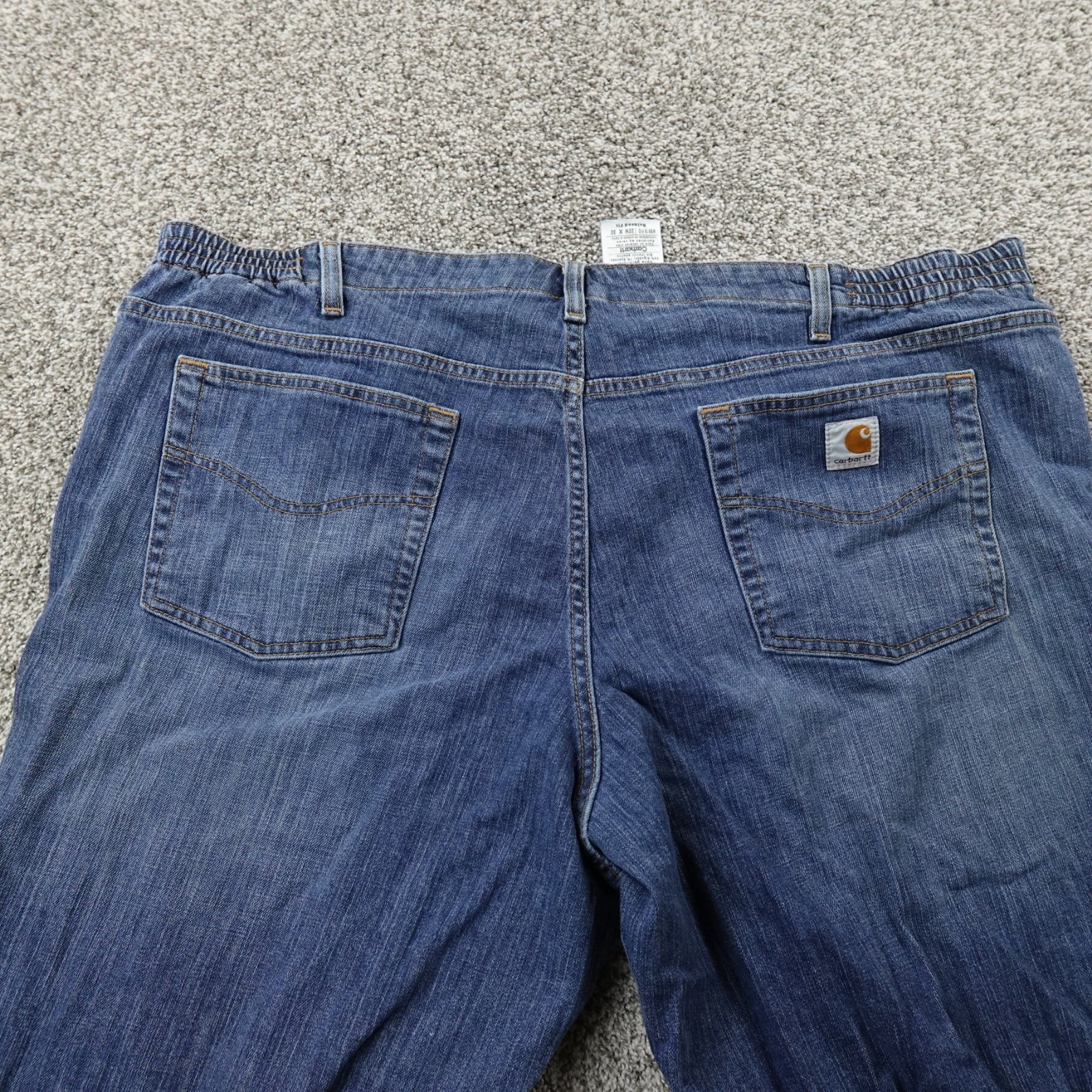Carhartt Jeans Womens 22 Dark Blue Denim Pants Relaxed Straight Workwear Stretch