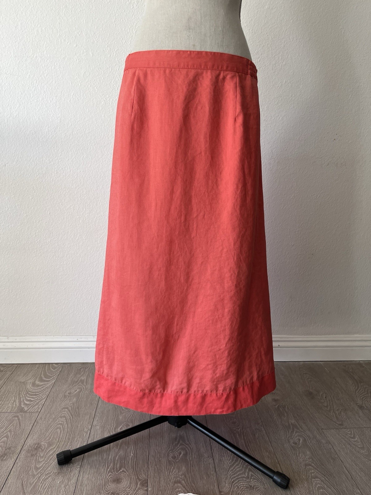 Lined 100% Linen Coral Or Mellon Pink A-line Skirt Size M