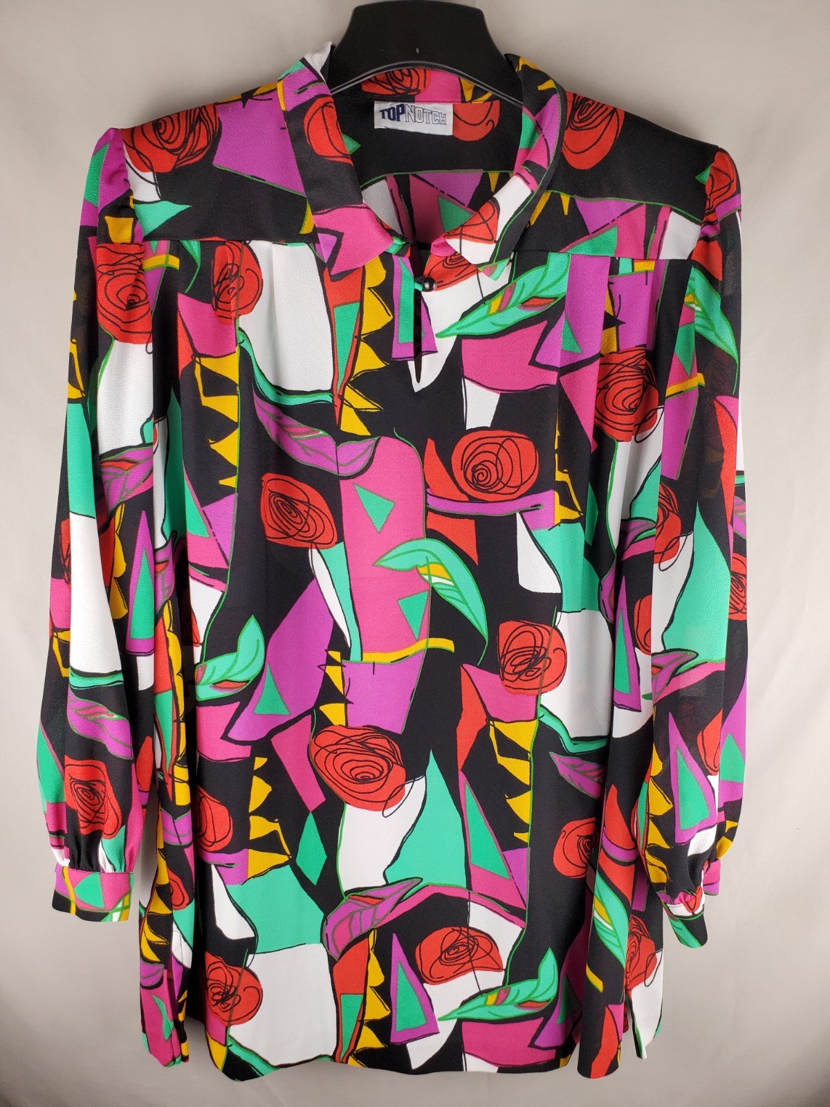 Top Notch Geometric/Floral Shirt Women Plus Size 3X Long Sleeve Vintage Blouse