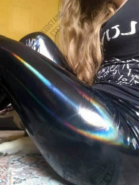 Sexy PVC Shiny Leggings Non Latex Leather High Waist Pants