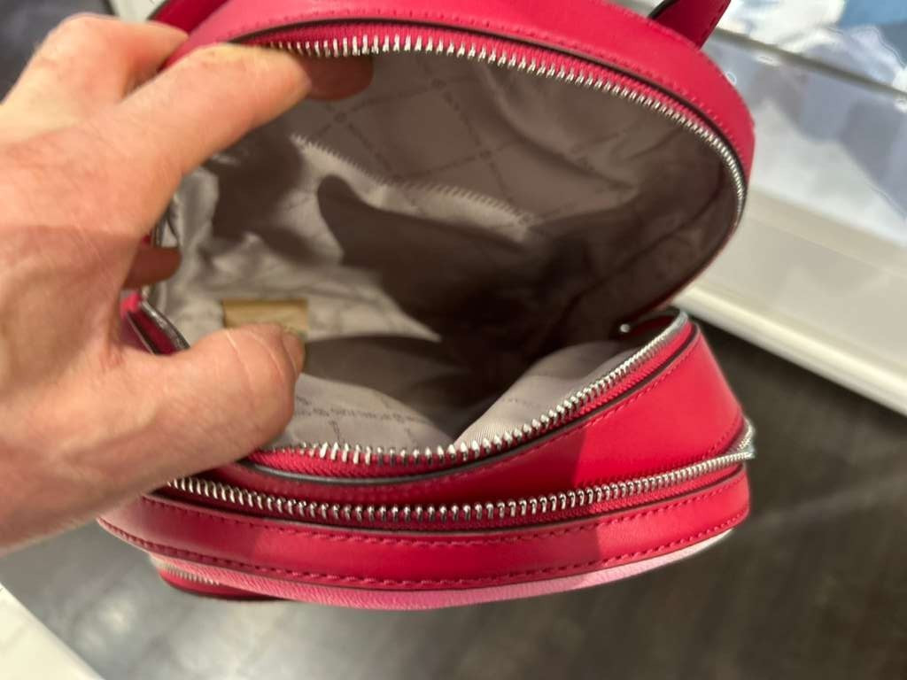 Michael Kors Jaycee Women Medium Logo Zip Pocket Backpack Dark Raspberry Multi