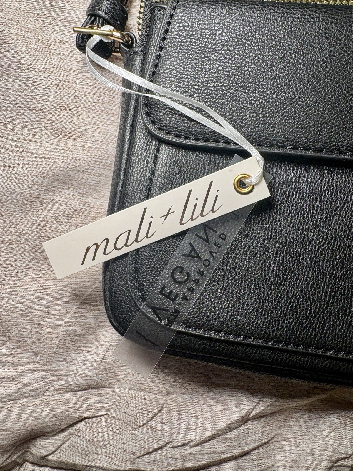 Mali + Lili Josie Triple Zip Phone Crossbody Bag Black Vegan Leather NWT
