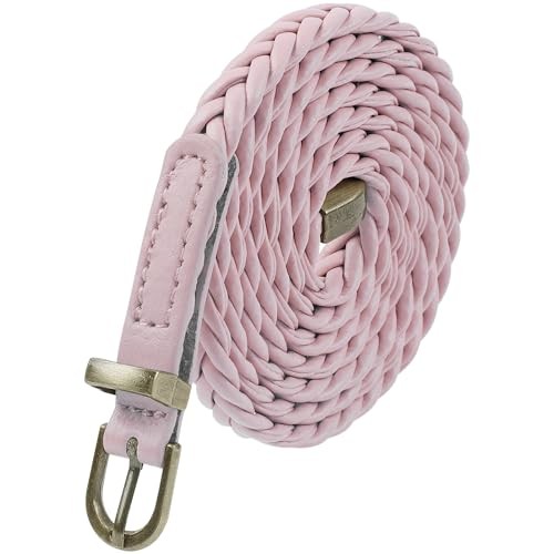 Women’s Braided Thin Belt Waist Cord Retro Casual 99×0.8cm/39.0×0.3″ Pink