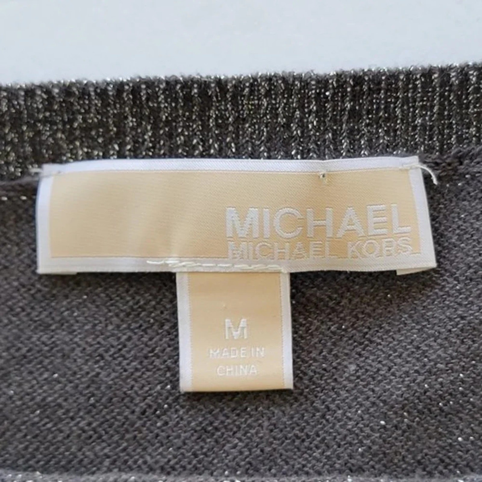 Michael Michael Kors Off The Shoulder Top Gray Silver Metallic Women Size M Long