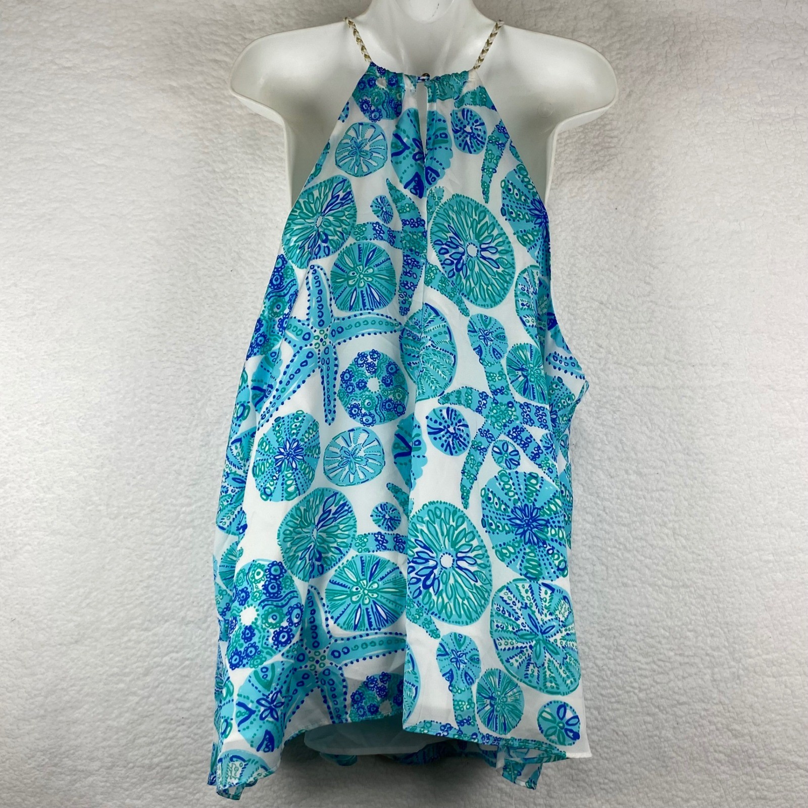 Lilly Pulitzer for Target Blue Sea Life Halter Top Braided Straps 2X Plus Size