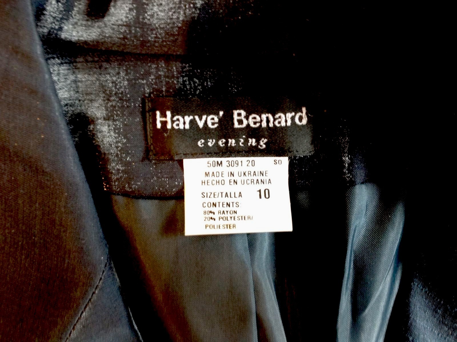 HARVE BENARD Shiny Black Lagenlook Deconstructed AVANT GARDE Artsy Jacket M L 10