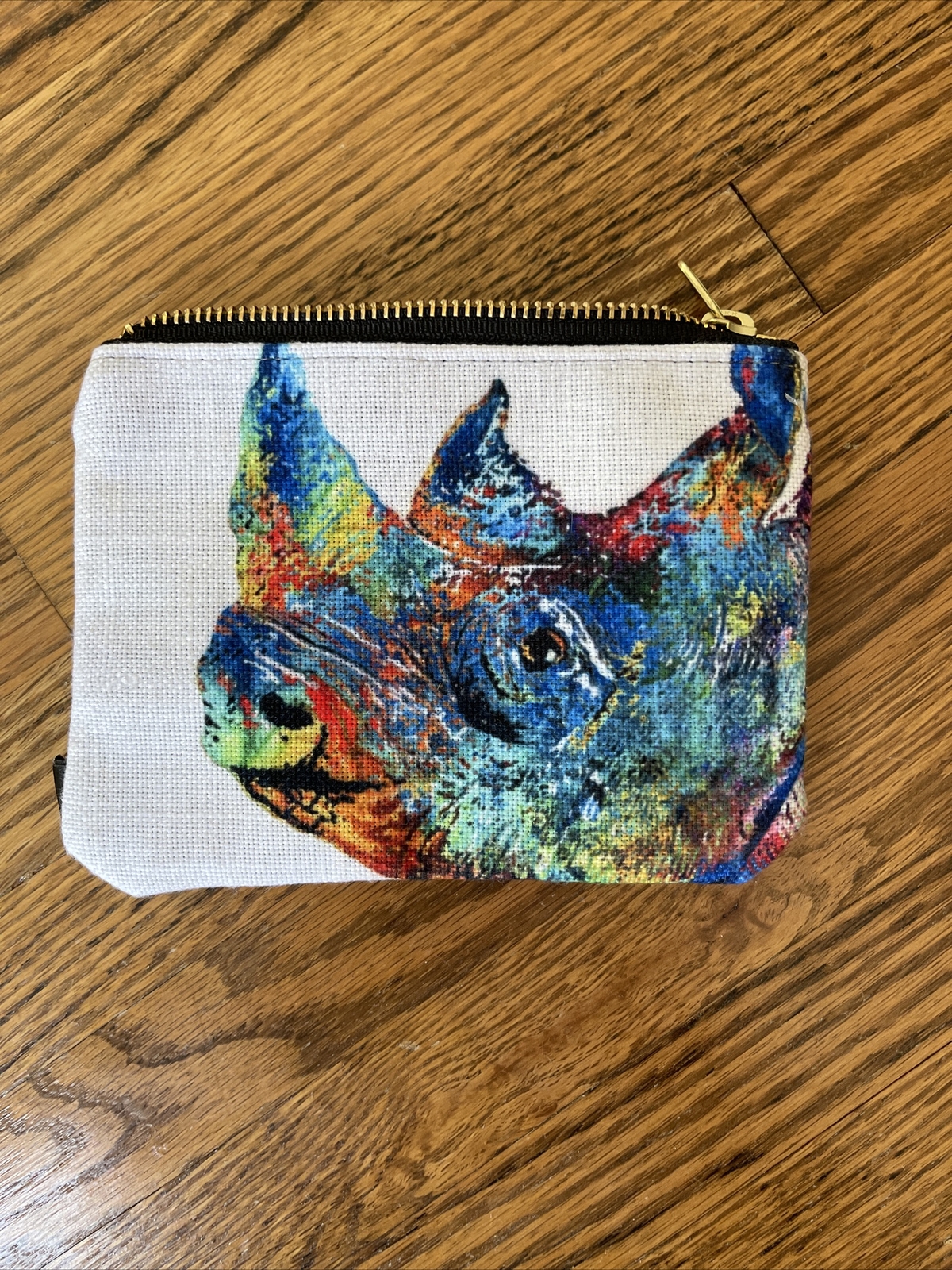 Society6 Zipper Change Purse Rhino Rhinoceros Tie Dye 6.5 X 5 Inches.