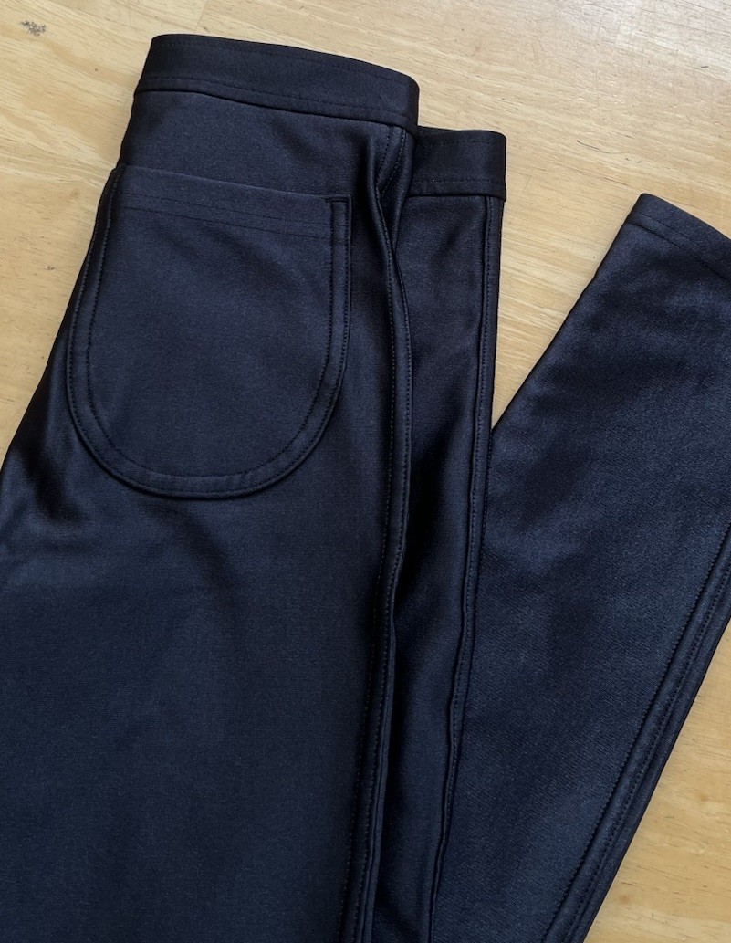 Vintage American Apparel High Waist Shiny Skinny Disco Pants Black 70s-Small USA