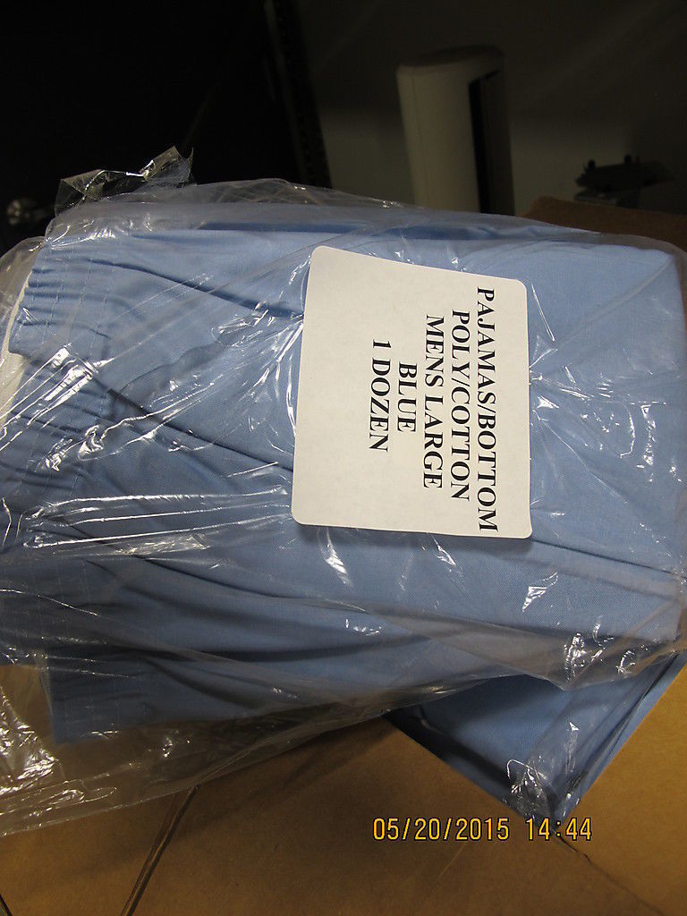 NAVY Medical Light Blue Broadcloth Elastic Waist Pajama Pants Large 29 1/2″ [C3]
