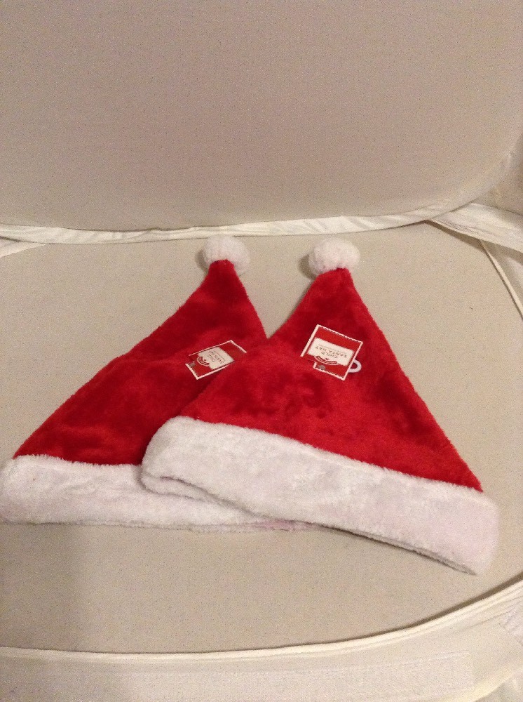 Children’s Plush Santa Hat for 7 to 13 Year Old Head Diameter 9.5 Inch Set of 2