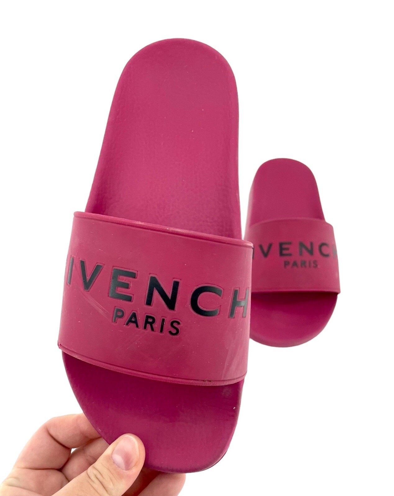 Givenchy Berry Red Slide Sandals Synthetic Rubber SZ 37 EU SH04