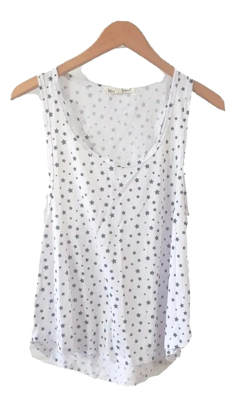 Wallflower Top Womens XL Racer Back Sleeveless Pullover Tunic Hi Low Hem Stars