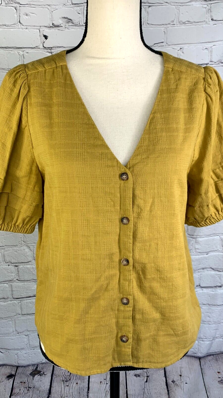 NEW MADEWELL Pembroke 100% Cotton Top in Mahan Plaid Bronzed Lichen Medium