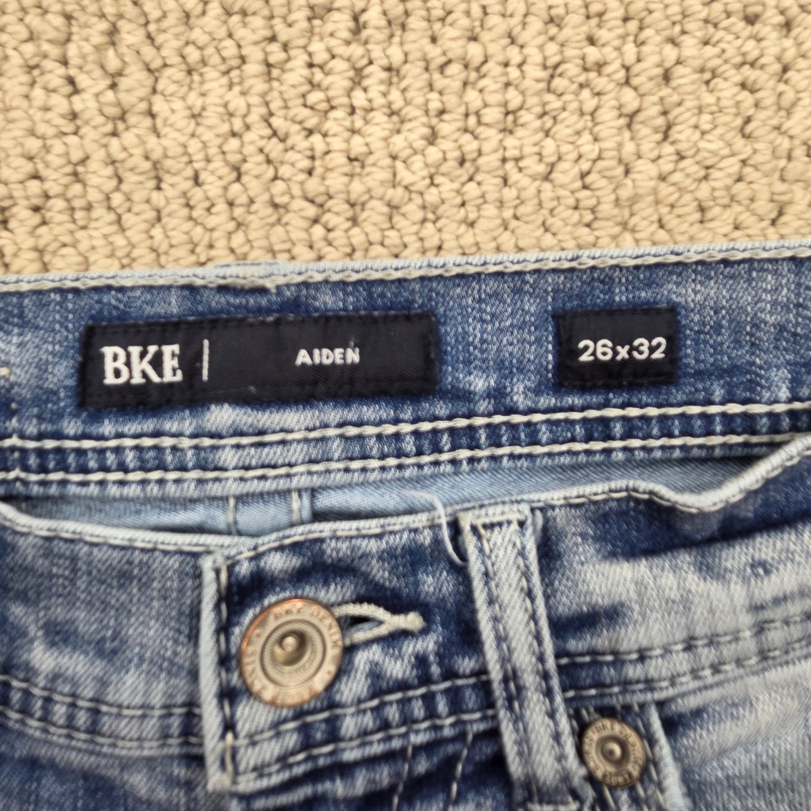 BKE Aiden Jeans Slim Straight ABS21445 Light Wash Blue Mens 26×32