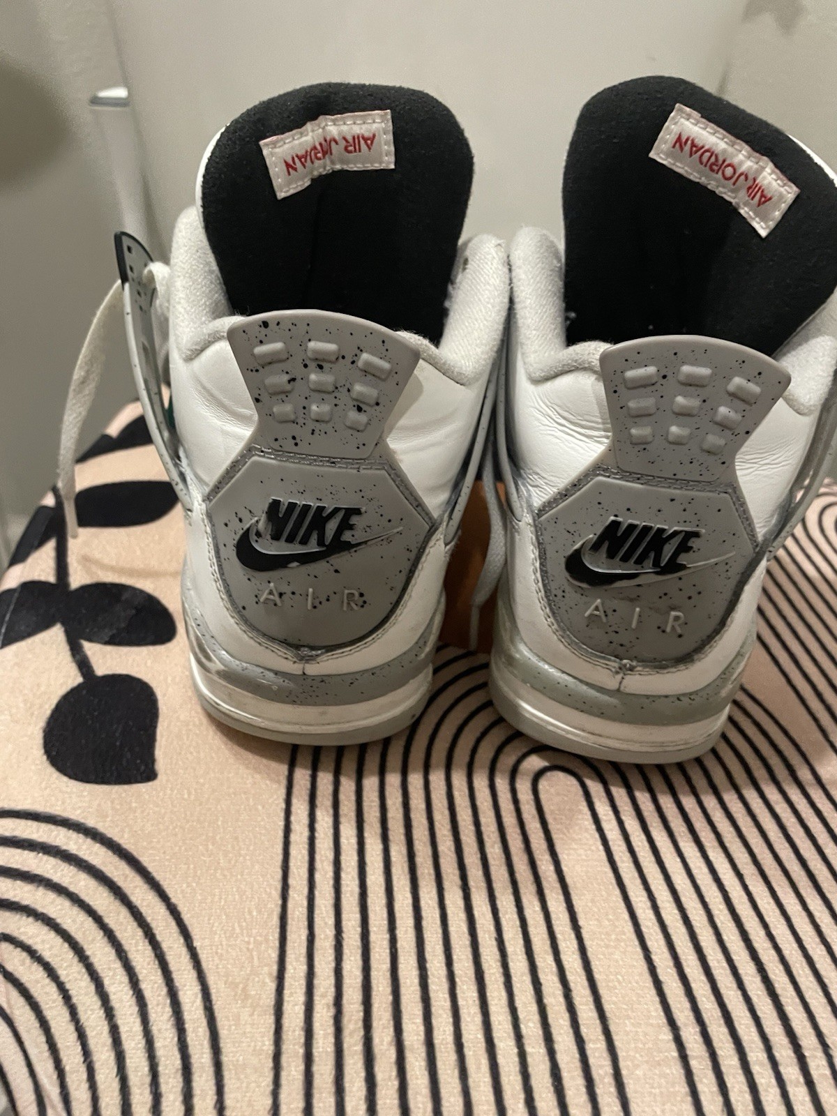 Jordan Air Jordan 4 White/Black/Gray/Red Mid Top Lace-Up Athletic Sneaker