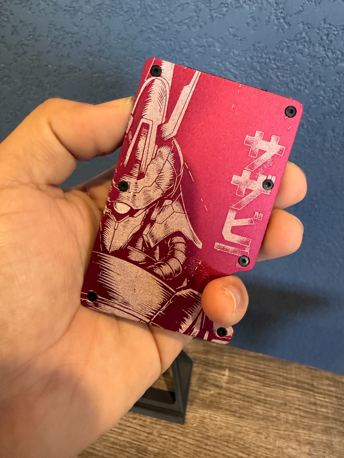 Gundam MSN-04 Sazabi Custom Engraved RFID EDC Slim Metal Aluminum Wallet