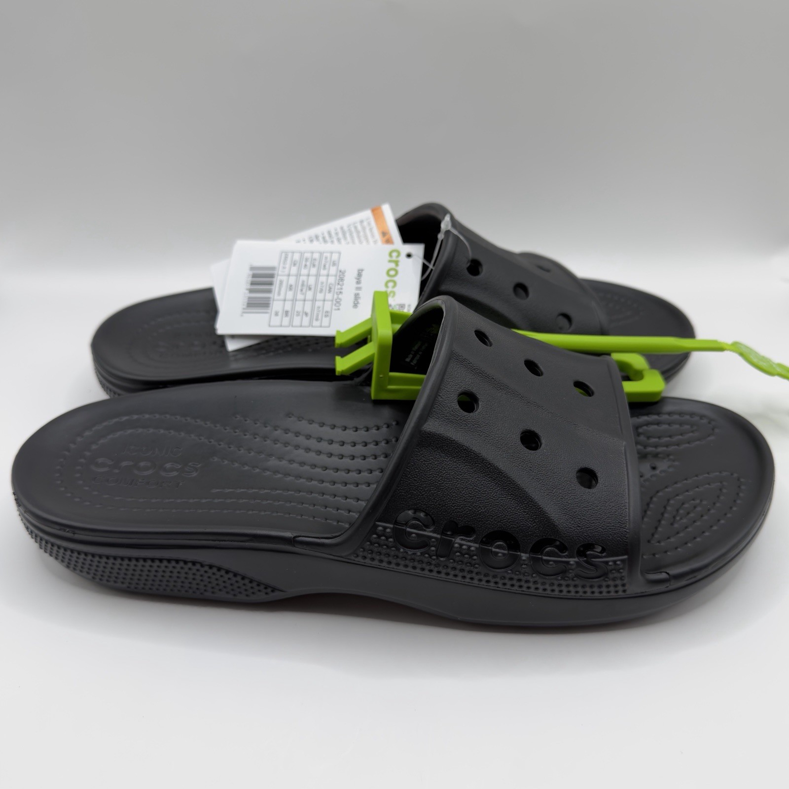 Crocs Adult Baya II Black Slides Sandals US Women’s Size 9 New with Tags