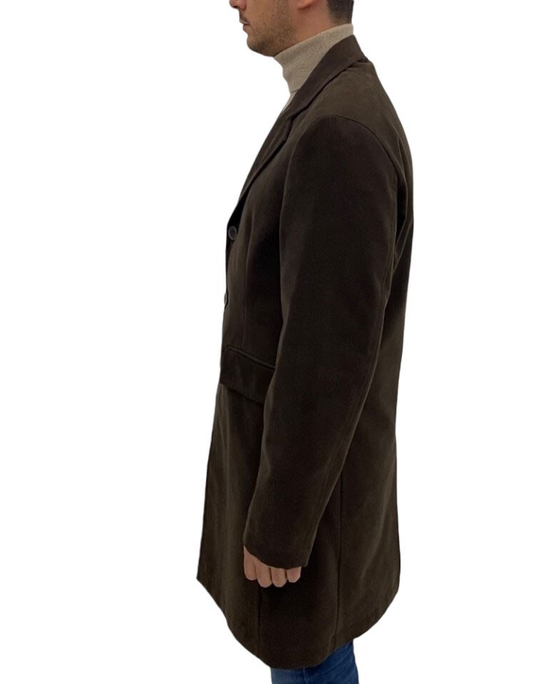 ADHOC Men’s Coat, Brown Regular Fit Cotton Fustagno, 60% Discount.