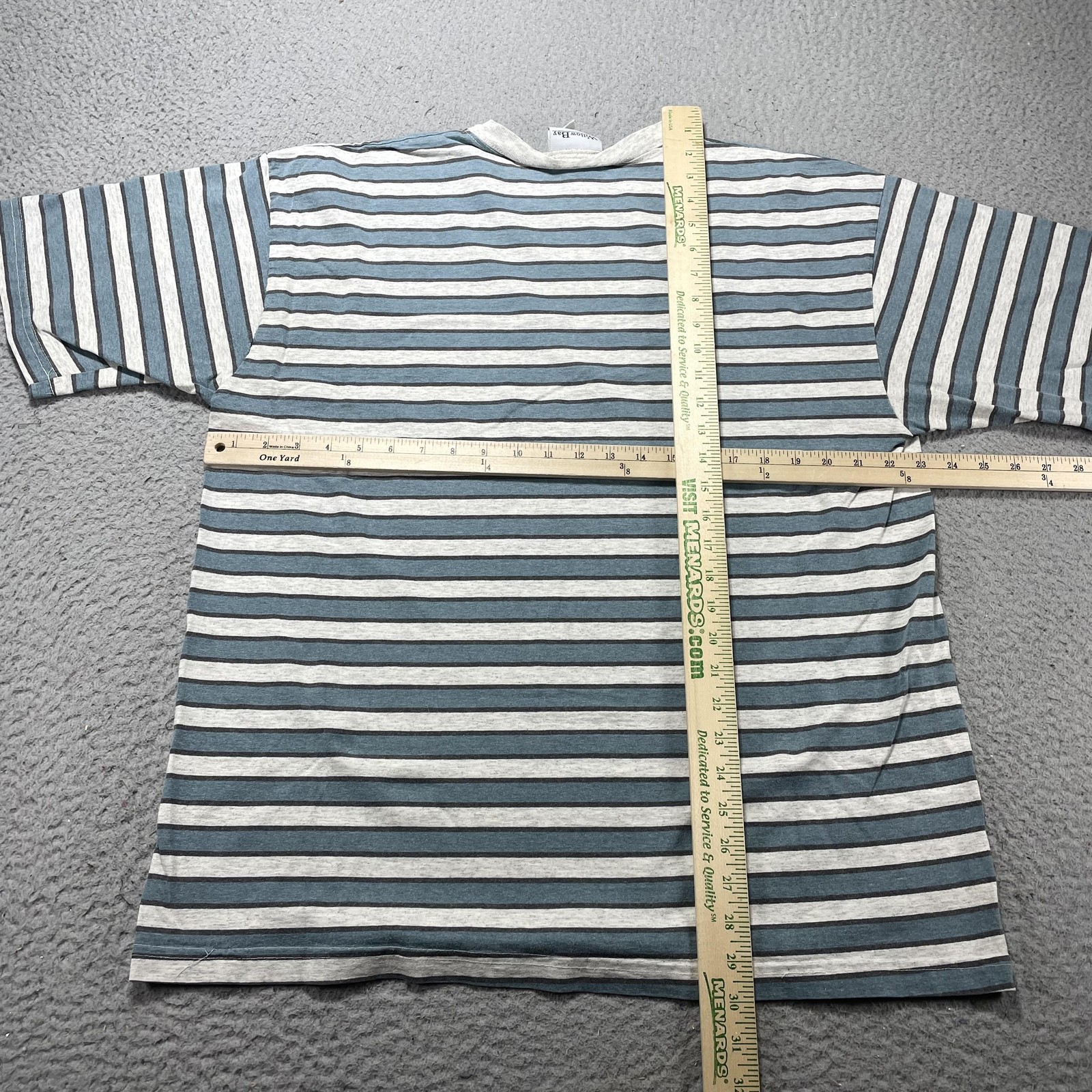Willow Bay Shirt Mens XL Blue Gray Stripe Short Sleeve Crew Neck Tee VTG 90s