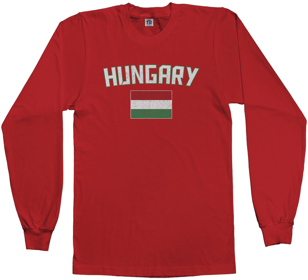 Threadrock Men’s Hungary Flag Long Sleeve T-shirt Hungarian Budapest Soccer