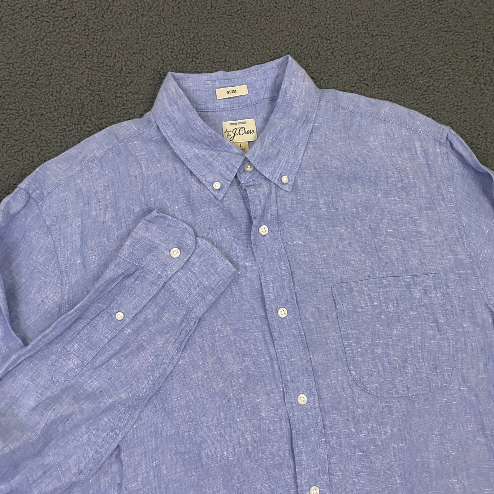 J.CREW Baird McNutt Irish Linen Shirt Mens Large Slim Fit Light Blue Button Up