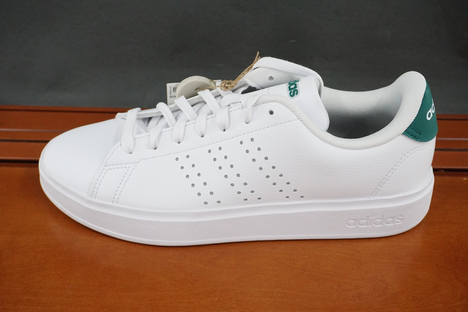 Adidas Advantage 2.0 Shoes Mens Size 7 White Green Tennis Lace Up Cloudfoam