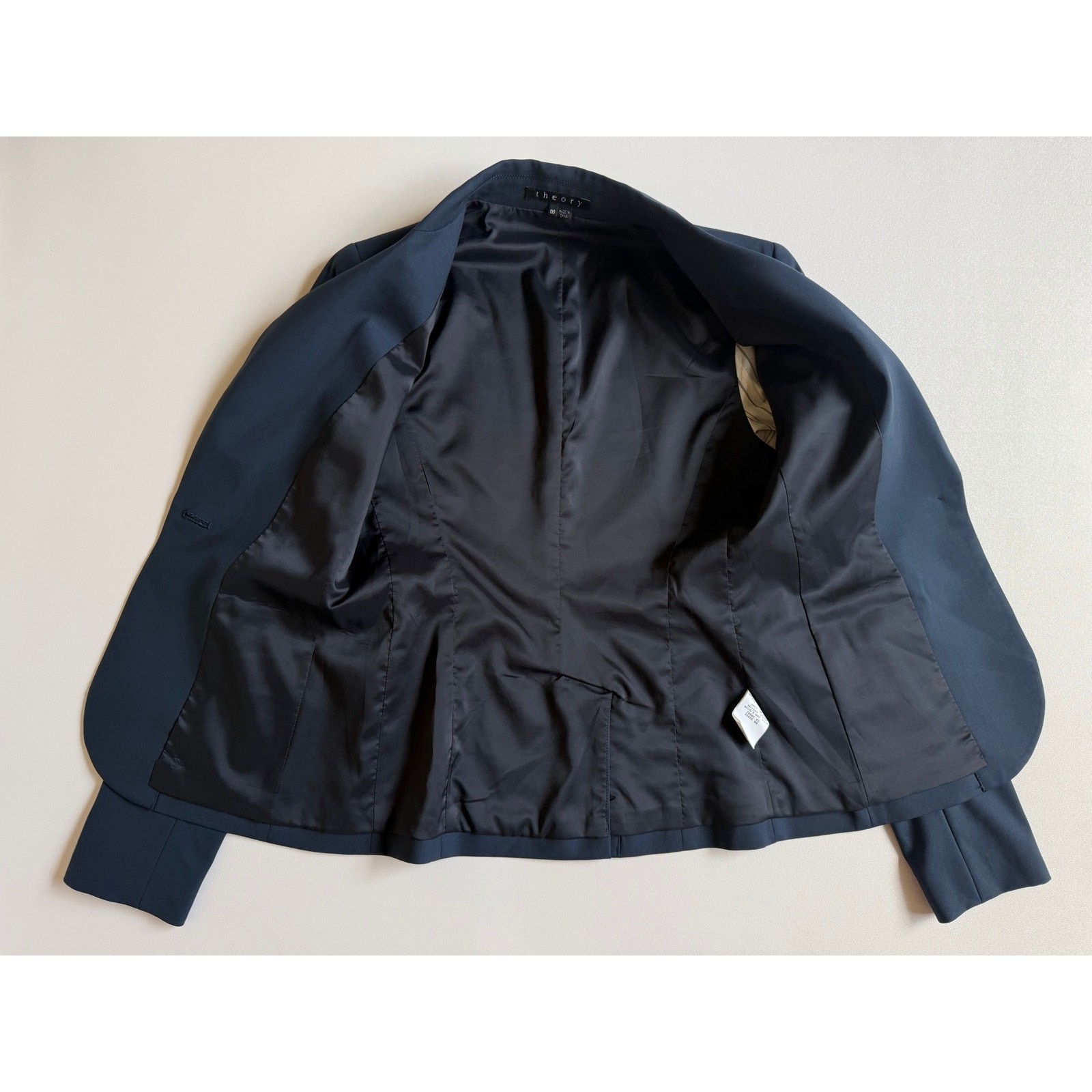 Theory Women’s Navy Single-Button Wool Blend Tailored Blazer Jacket Size 00