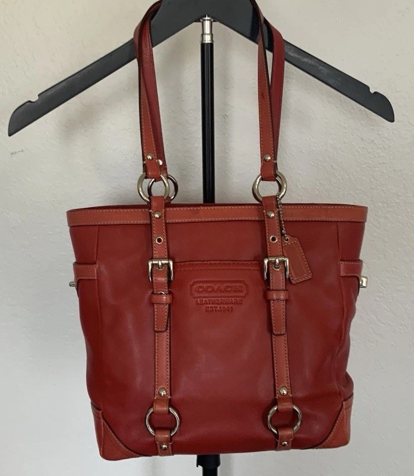 Coach Vintage 2008 Gallery Tote Bag Red Leather Shoulder Purse F11524 Y2K